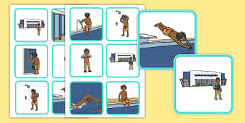 Swimming Pool Sequencing Cards - swimming, pool, sequencing, card