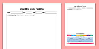 My First Day Observations Sheet - record, detail, log, progress, assess, early years, ks1, ks2, SEN, support