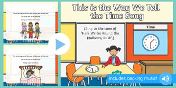 This is the Way We Tell the Time  Song PowerPoint - tell time, clock, hands, times of day, morming, afternoon, lunchtime, early maths, time vocabulary