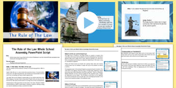 The Rule of The Law Whole School Assembly Pack - , court, judge, trial, High Court, Crown Court, Supreme Court, PowerPoint, assembly script, ks2 law,