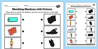 Swimming Pool Shadow Matching Worksheet - matching, shadow, pool