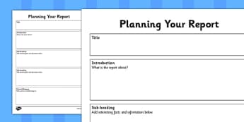 Non Chronological Report Template - planning, report, writing frame, activity, worksheet