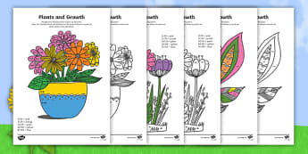 Plants and Growth Themed Mindfulness 2, 5 and 10 Times Tables Colour By Numbers - plants and growth, mindfulness, colouring, colour, times table, times tables