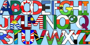 World Flag Display Lettering - letters, displays, flags, poster