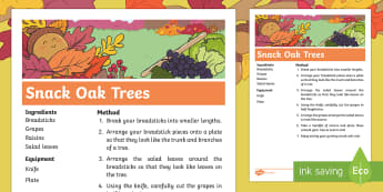 Little Acorns Snack Oak Tree Recipe - Twinkl originals, fiction, autumn, KS1, EYFS, home learning, story sack, instructions