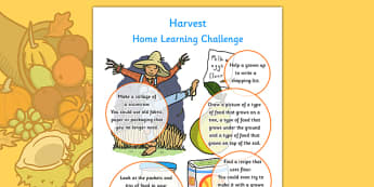 Harvest Home Learning Challenge Sheet Reception FS2 -homework, early years, activity, topic