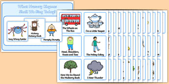 Nursery Rhyme Choosing Cards - Nursery rhyme, choosing cards, humpty dumpty, three blind mice, jack and jill, hickory dickory clock, twinkl twinkl little star