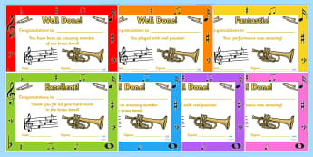 Brass Band Certificates - brass band, certificates, reward, award, reward certificates, certificate template, behaviour management, class management