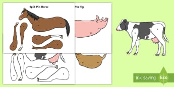 Farm Animals Split Pin Activity - farm animals, split pin, activity, pig, cow, sheep, dog, activities, pins, farms