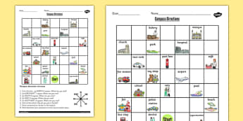 Compass Directions Worksheet - compass, directions, worksheet