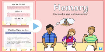 Working Memory PowerPoint - ASN, short term memory, memory test, memory strategies, ADHD, 