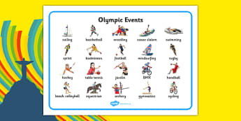 The Olympics Sports Events Word Mat - rio 2016, rio olympics, 2016 olympics, sports events, word mat