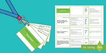 Lanyard Sized Measurement Objectives Cards - measurement, objectives, year 3, year three, y3, maths, National Curriculum statements, teaching sta