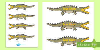 Greater Than And Less Than (Crocodiles, Small) - greater than, less than, maths, numeracy, greater than symbol, less than symbol, numeracy, measurement, more than, less than