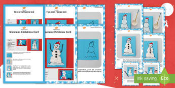 Snowman Christmas Card Craft Instructions English/Hindi  - snowman, Christmas, fun craft, easy craft, festival, celebration, holiday, eal