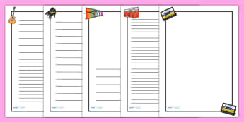 Music Page Borders - Music, sound, listening, page border, a4 border, template, writing aid, writing border, page template, sounds, listenting area, music