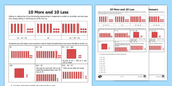 10 More 10 Less Worksheet - 10 more, 10 less, worksheet, 10, more, less