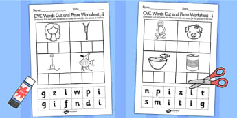 CVC Words Cut and Paste Worksheets i - CVC worksheets, CVC words