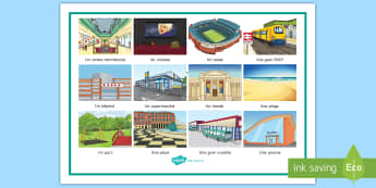 Places in Town Word Mat French - KS3, French, Home, Town, places, endroits, centre commercial, cinéma, stade, gare, routière,superm