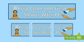 Shower After PE Banner - shower, hygeine, hygiene, sen, routine, clean, fresh