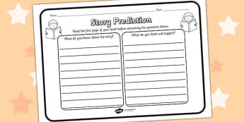 Story Prediction Reading Comprehension Worksheet - story predicition, comprehension, comprehension worksheet, character, discussion prompt, reading, discussions