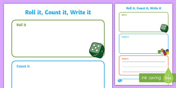 Roll it, Count it, Write it   Number Activity Sheet, worksheet