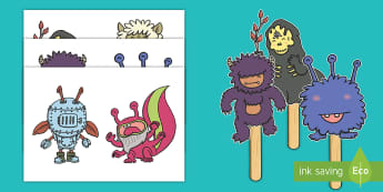 Monster Stick Puppets - PSHE, worry dolls, anxiety, EYFS ,KS1, KS2, Worry monsters, Worry eater