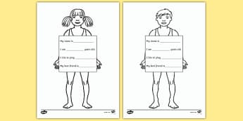 All About Me Body Outline Writing Template