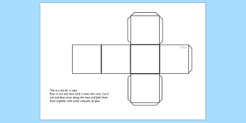 Cube Net - cube, shapes, shape net, cube shape net, maths, dice, dice net, die net, square net, 3d shapes, net for a cube, cut out cube, cube template, ks2