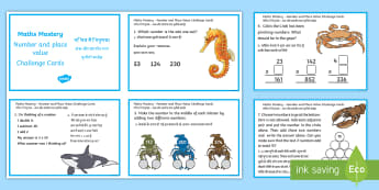 Year 3 Number and Place Value Maths Mastery Challenge Cards English/Hindi - maths, mathematics,number day, odd, even, EAL, English-Hindi