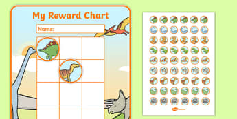 Dinosaur Sticker Reward Chart (30mm) - Dinosaur Reward Chart (30mm), dinosaur, reward chart, chart, reward, 30mm, 30 mm, stickers, twinkl stickers, award, certificate, well done, behaviour management, behaviour,