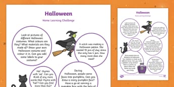 Halloween Themed Home Learning Challenge Sheet Reception FS2