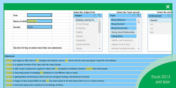 Report Writing Bank of Statements All Subjects Year 1-6 Easy Selection - KS2, KS1, report writing tool