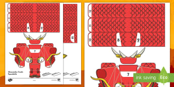 Chinesischer Papierkettendrache zum Basteln-German - Drache, Papierkette, Papier, basteln, Bastelanleitung, China, Chinesischer Drache,German