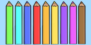 Editable Coloured Pencils - Display, editable, label, pencil, colour display