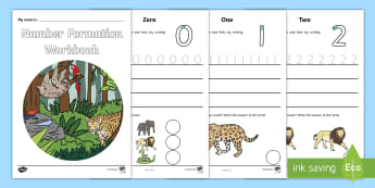 Number Formation Workbook Jungle - number, formation, jungle, overwriting