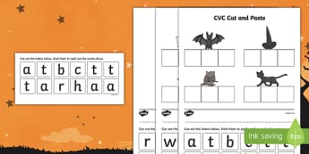 Halloween CVC Cut and Paste Activity