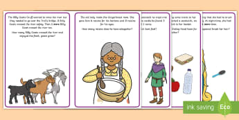 Fairy Tale Number Stories Cards - Mathematics, number, counting, count, addition, record, marks, fairy tales, calculate, EYFS