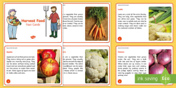 KS1 Harvest Food Fact Cards - Festival, Autumn, Vegetables, Farm, Celebration