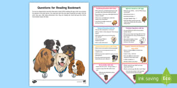 Year 3 Parent Questions for Reading Bookmarks - Y3, comprehension, understanding, reading dogs, parents, questioning