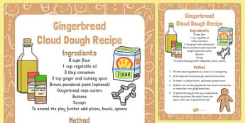 Gingerbread Cloud Dough Recipe - Cloud, dough, christmas, EYFS, gingerbread