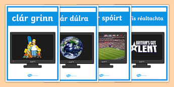 Television Programmes Display Posters Gaeilge - Gaeilge, Irish, television, T.V., programmes, posters, photos