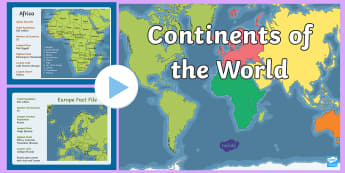 KS1 Geography Continents of the World Fact'  PowerPoint - KS1 Geography Continents of the World Fact File Display Posters - ks1, geography, continents of the 