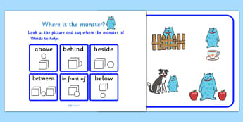Where Is The Monster Preposition Game - monsters, games, puzzle, prepositions