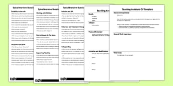 Teaching Assistant Job Interview Resource Pack - resource, pack, job hunting, CV