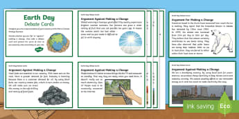 Earth Day Debate  Cards - KS2 Earth Day (April 22nd), debate, scenario, climate change, global warming, geography, global citi