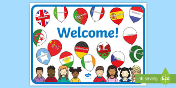 Balloon-Themed Welcome Poster - EYFS, Early Years, KS1, Key Stage 1, Display, Multi-Language, Welcome, New Term, New School Year, We