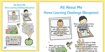 All About Me Home Learning Challenge Sheet Reception FS2