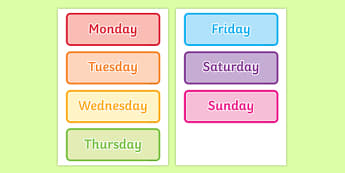 Days of the Week Word Cards - days of the week, word cards, days, week, cards