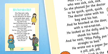 Miss Polly Had a Dolly Nursery Rhyme Poster - rhymes, display